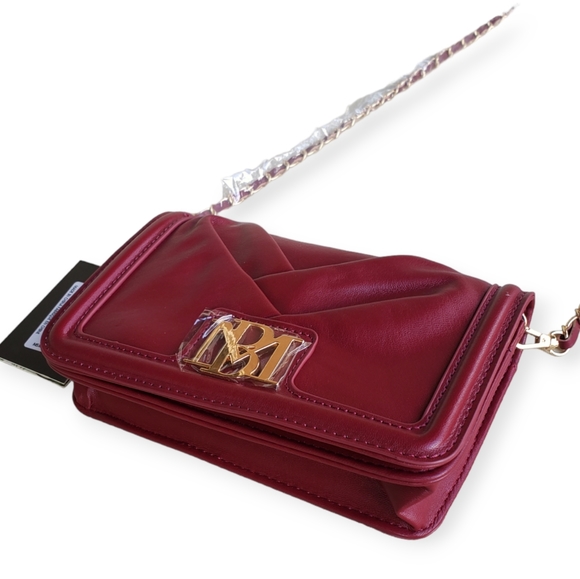 NWT BADGLEY MISCHKA Pleated Wine Colored Crossbody Bag - Picture 10 of 11